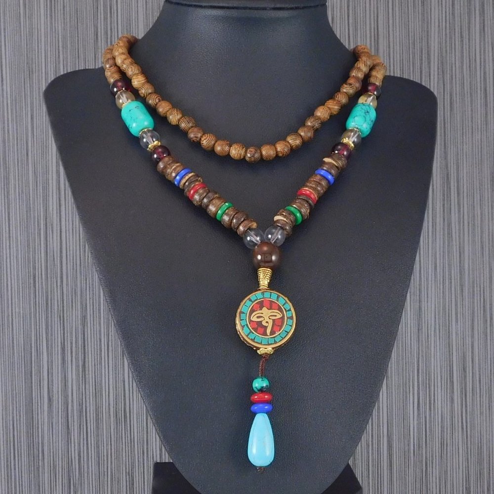 Long Mala Bead Necklace Boho Spiritual Jewelry